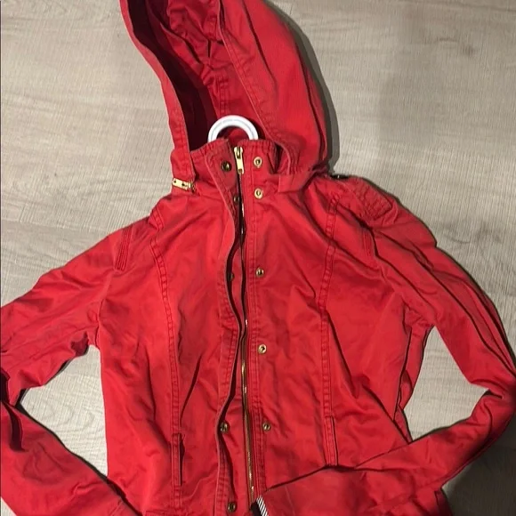 Red Hooded Women's Jacket - Picture 3 of 4